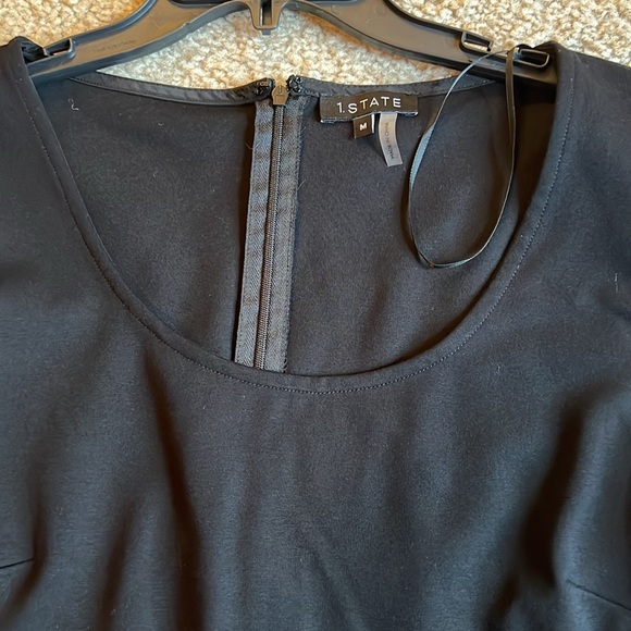 1. State black long sleeve peplum top blouse shirt size medium - Picture 2 of 6